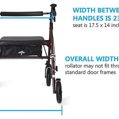 Medline Extra Wide Heavy Duty Bariatric Rollator, Folding Rolling Walker, 8