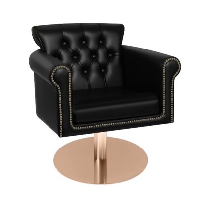 Glammar Avery Salon Chair Black Round Rose Gold Base