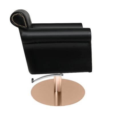 Glammar Avery Salon Chair Black Round Rose Gold Base